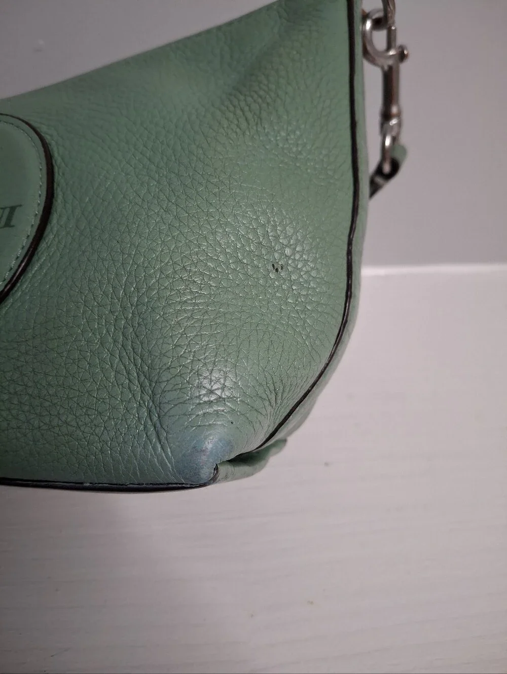 Coach Dempsey Green Pebbled Leather Shoulder Crossbody Bag